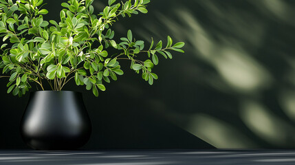 Matte Dark Grey Background with Plant Focused Lighting