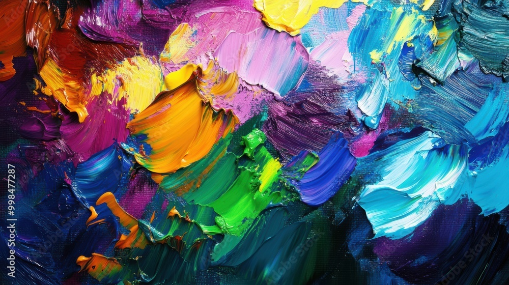 Leinwandbilder a vibrant palette holds bright paint colors while brushstrokes create an abstract work of art on a c