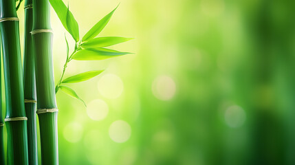 Fresh Bamboo Shoots in Soft Green Background