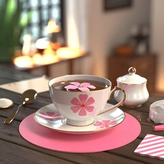 cup of tea with flowers