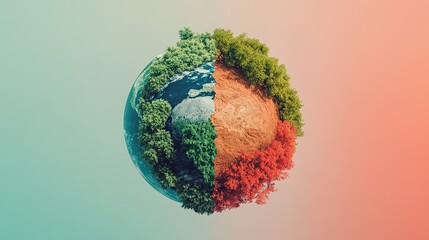 Social media post design for World Environment Day featuring a globe split between desert and restored forest, illustrating the importance of ecological balance