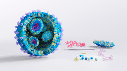 Lipid nanoparticle (LNP) structure illustration. Lipid nanoparticles are promising vehicles to deliver a variety of therapeutics like DNA vaccines or for infectious diseases and cancer. 