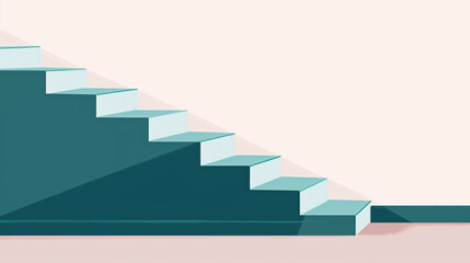 Plastic white ladder on a teal background. Illustration. Graphics.