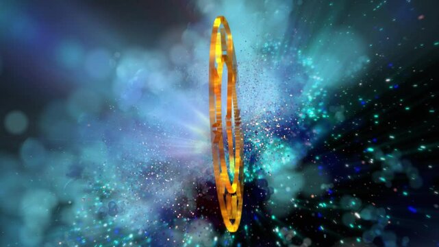 abstraction symbolizing infinity. Transparent clock against the backdrop of a fast-moving galaxy
