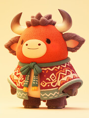 Zodiac plush style mascot cow
