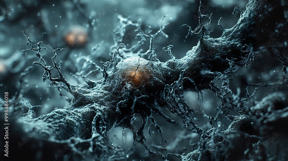 Wall mural microscopic view of a neuron: a detailed look at the cellular structure