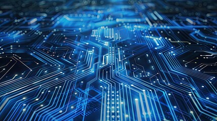 Obraz premium Quantum computer technologies concept. Futuristic blue circuit board background