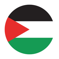 Palestinian flag icon. Vector illustration of the national flag of Palestine in a circular shape. Simple, flat design.
