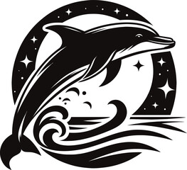 Dolphin illustration shilloutee 