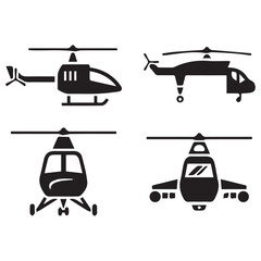 helicopter icon vector set 