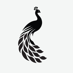Peacock icon silhouette vector art illustration 