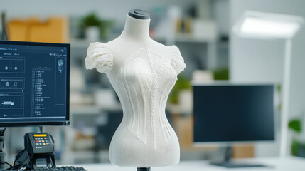 A fashion designer using AI to experiment with virtual fabrics and styles in real-time