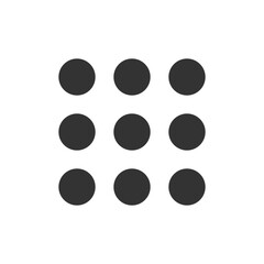 3 times three 9 dots menu and more isolated black illustration for User Interface. Vector icon in flat style
