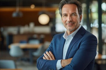 Fototapeta premium business officer standing in his office with smile