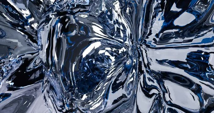 Liquid Chrome 3d Render. Abstract Metallic Flow. Motion Background. 4K Animation video

