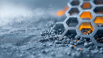 Super strong graphene material in a construction setting, reinforcing concrete structures, symbolizing strength and durability   Application of graphene in building materials