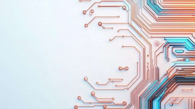 Simple circuit diagram with minimal elements, soft color, Tech Background, Tech scheme