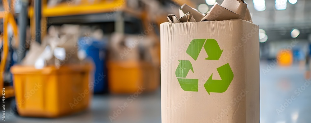 Poster efficient recycling facilities processing paper waste - secure handling and pollution prevention for