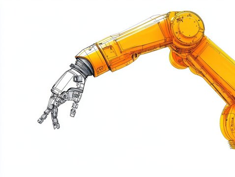 yellow robotic arm sketch on white clip art preview