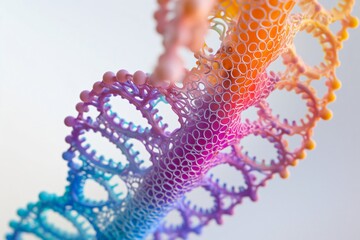 Colorful 3d render of a DNA strand rotating, perfect for illustrating complex scientific concepts