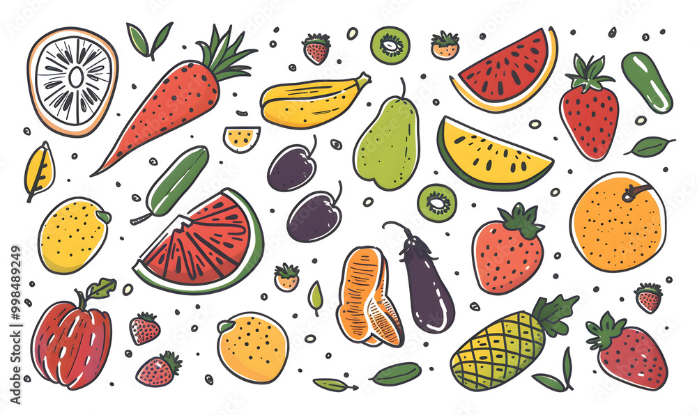 Canvas Prints vegetable and fruits photo or illustrator on white background