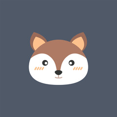 cute deer head in flat vector design.