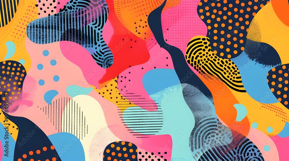 Aufkleber vibrant abstract art with colorful shapes and patterns