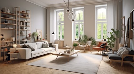 Fototapeta premium Modern Living Room with Natural Light