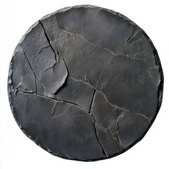 This image depicts a round slate board isolated on a transparent background