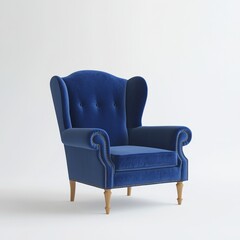 A modern blue chair on a transparent background is isolated