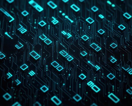 Digital binary code subtly integrated into a tech pattern, Tech Background, Digital minimalism