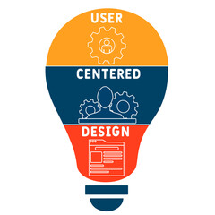  UCD - User Centered Design acronym. business concept background. vector illustration concept with keywords and icons. lettering illustration with icons for web banner, flyer, landing pag