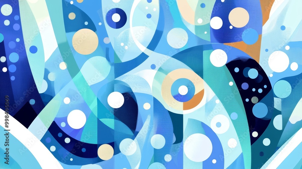 Poster stylish abstract background showcasing geometric shapes in refreshing winter color tones