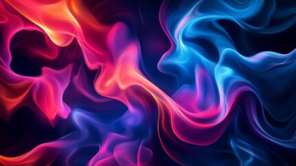 Obraz premium Black background, abstract neon color background, digital desktop wallpaper, ai