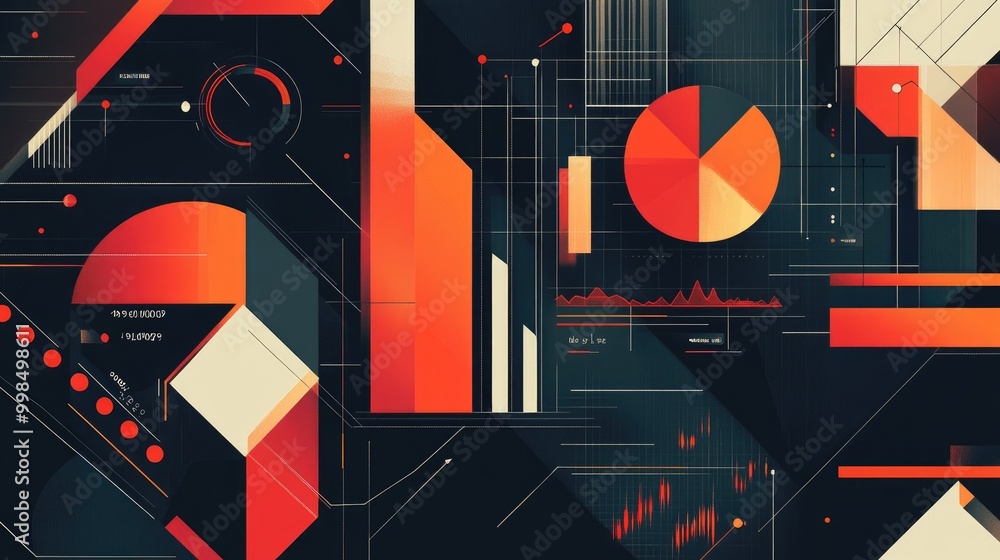 Poster a dynamic geometric infographic displaying statistics and data in a visually engaging manner