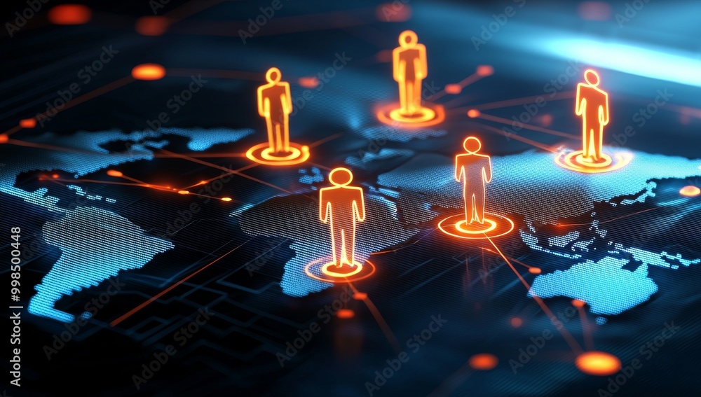 Poster global networking concept on digital map