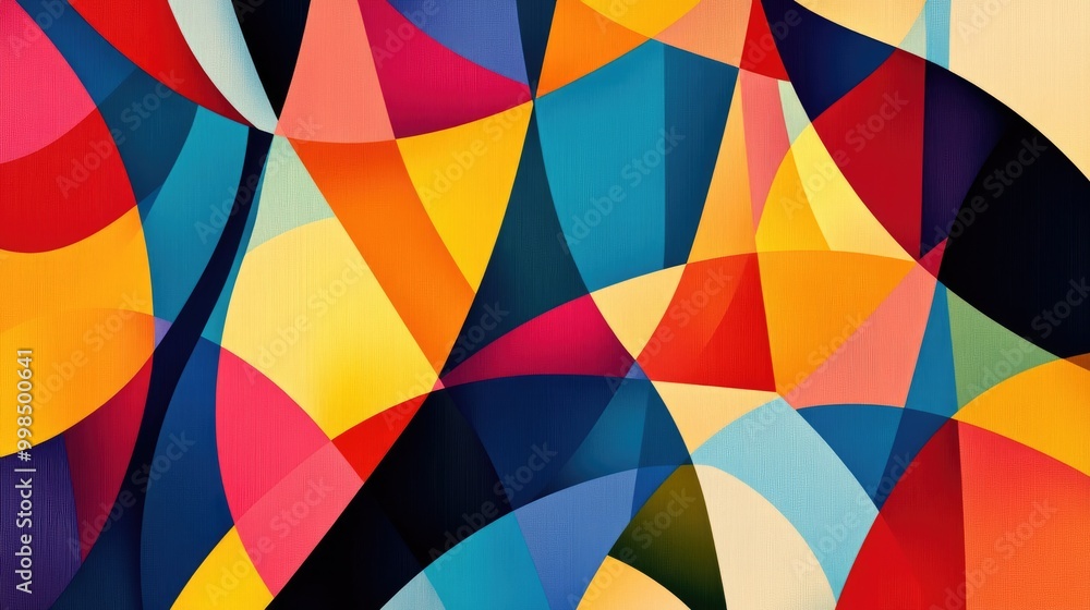 Poster a stunning abstract geometric pattern with vibrant colors and shapes, creating a modern and dynamic 