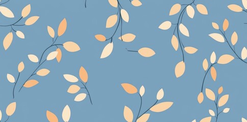 This abstract blue flower art seamless pattern in a modern style is an illustration of a contemporary floral nature shape. It is a natural organic leaf artwork wallpaper print.