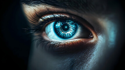 Fototapeta premium Glowing Blue Eye with Intricate Details