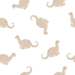 Seamless pattern brachiosaurus dino family, Cute Cartoon Dinosaurs for scrapbooking, decoration, cards, paper goods, background, wallpaper, wrapping, fabric and more. Vector illustration