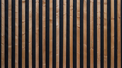 Wood background - Brown wooden acoustic panels wall texture, vertical boards, seamless pattern