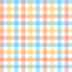 Colorful gingham seamless pattern.Checkered tartan plaid repeat pattern in yellow blue orange.Geometric vector illustration background wallpaper