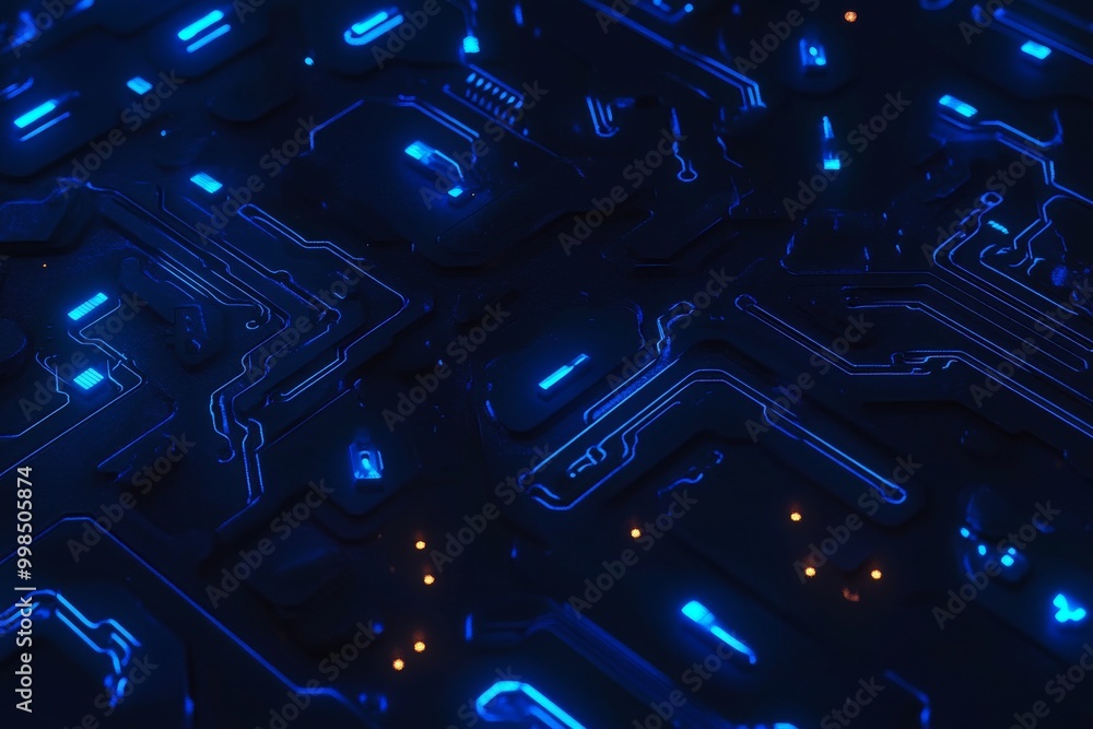 Poster background of neon circuit with abstract technology