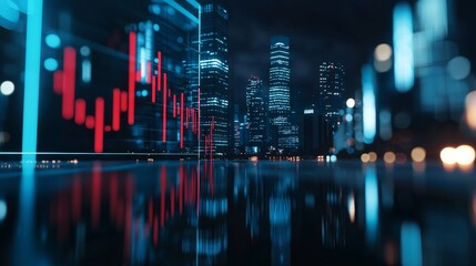 Neon lights symbolizing growth and innovation in the financial district