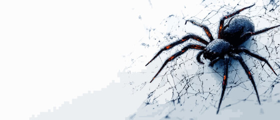 Simple Halloween Banner with Spider and Web