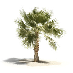 Fototapeta premium Elegant Isolated Palm Tree with Lush Green and Dry Brown Fronds