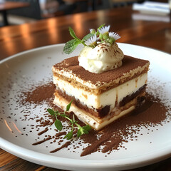 Delectable Layered Custard Dessert with Whipped Cream Topping