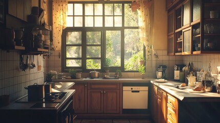 Cozy Indian-Style Kitchen with Vintage Decor and Natural Light