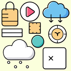 Vector Flat Icon Set in Soft Tones