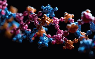 Abstract 3D rendering of a molecular structure with colorful spheres